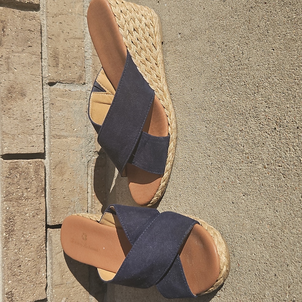 Tommy Bahama Navy Blue Wedge Sandals